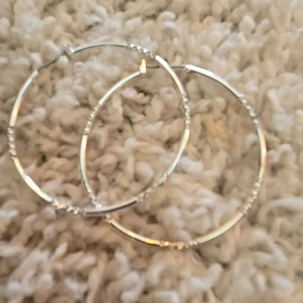 Hoops, Turquoise Rhinestone & Silver Rhinestone Earrings ALL - Picture 4 of 6